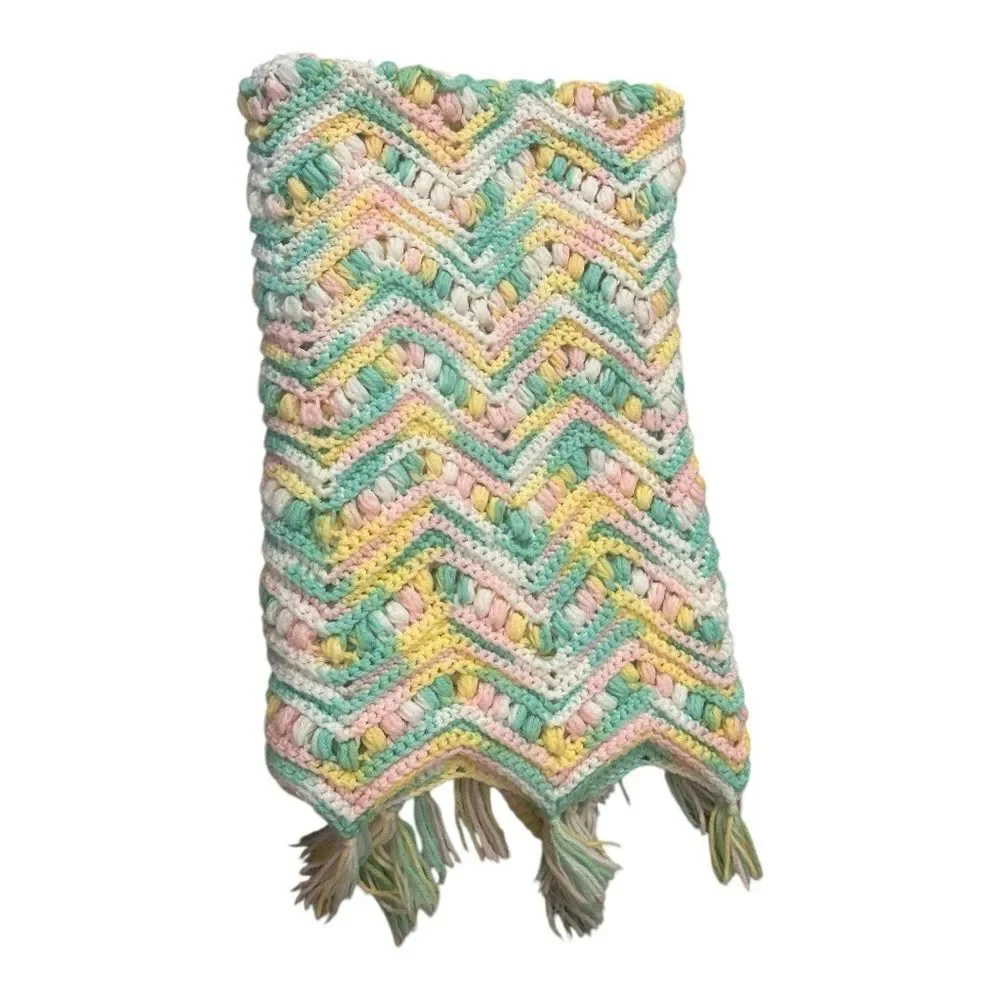Afghan Colorful Chevron pattern Baby Afghan excellent handmade clean and soft